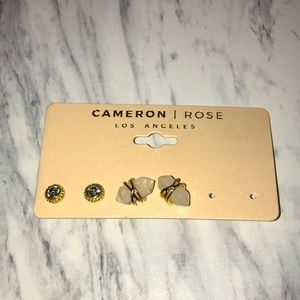NWT Cameron Rose gem crystal gold color studded earrings